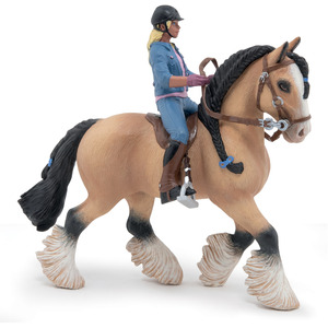PAPO Horse and Ponies Tinker and her Young Rider Toy Figure Set - 51572 - Beige
