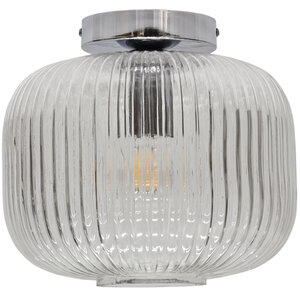 Batley Large Clear Ribbed Glass Chrome Ceiling Light Fitting