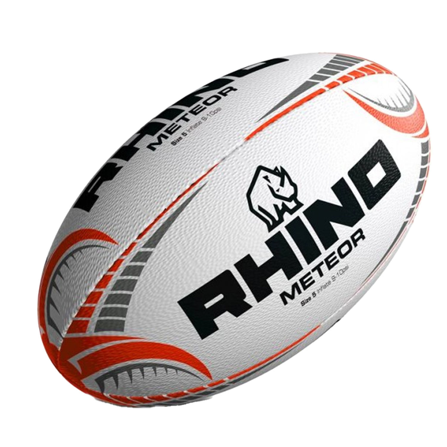 Rhino Meteor Rugby Ball A - White/Orange/Grey