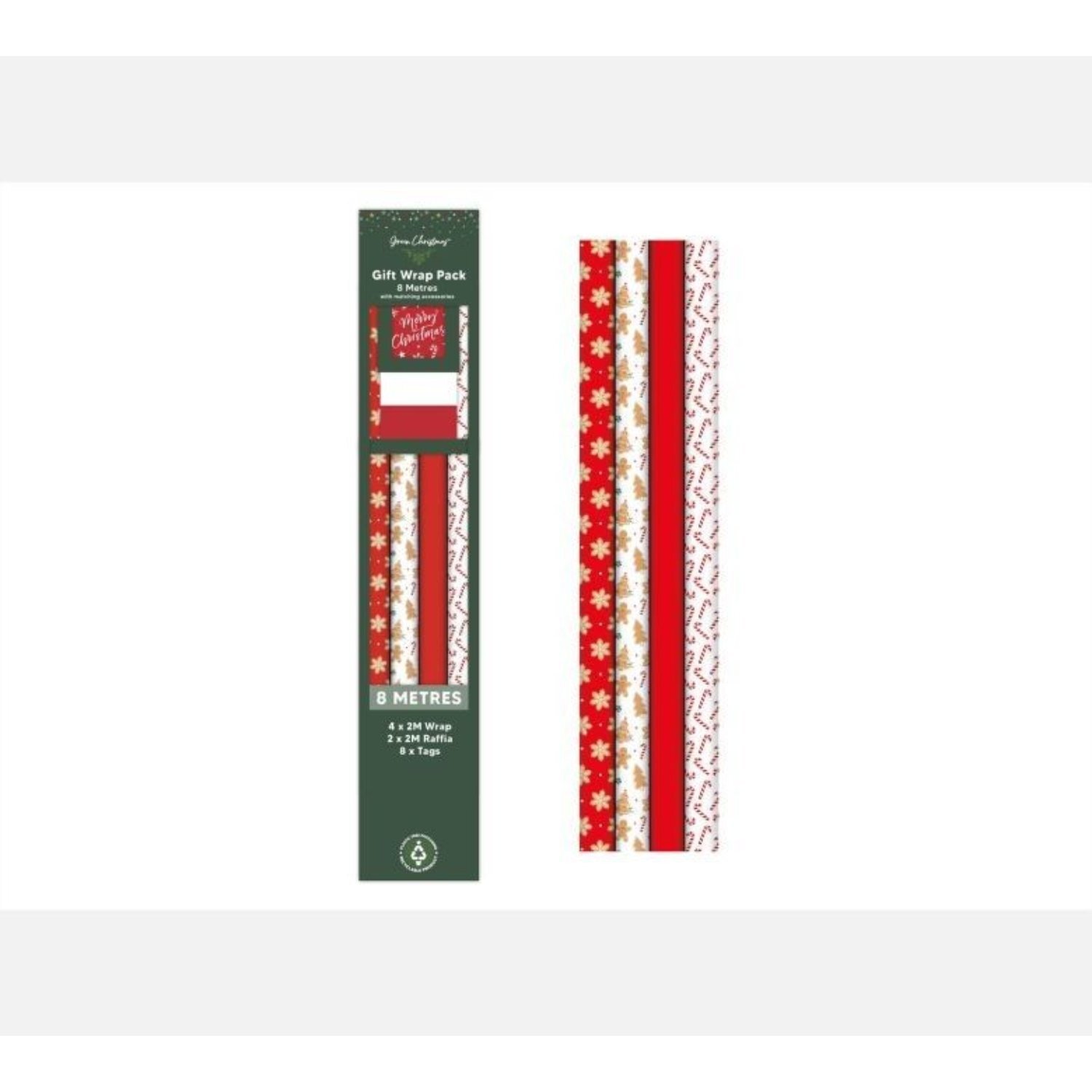 Kdmd Gingerbread Gift Wrap Pack 8M - Multi