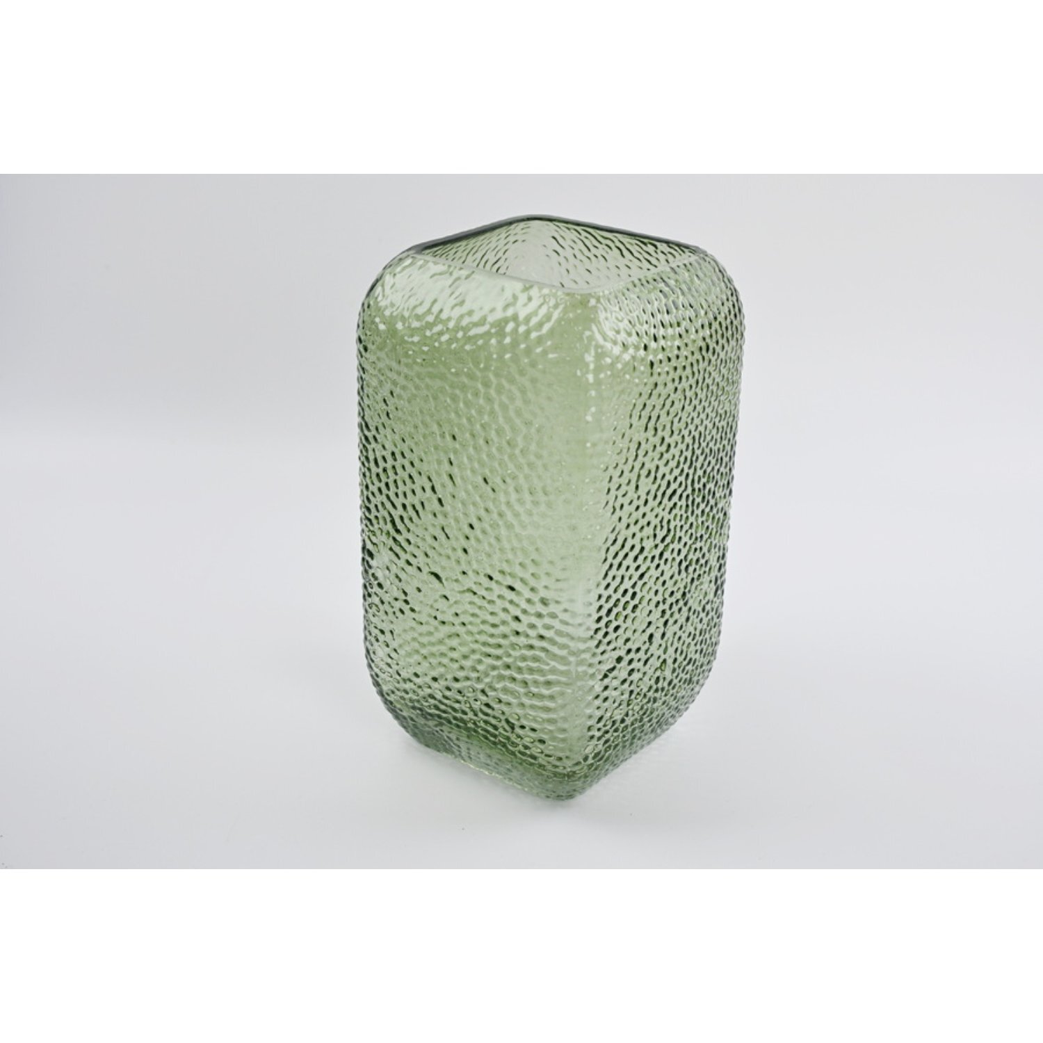  - Vintage Green Dimpled Square Vase - Image 3