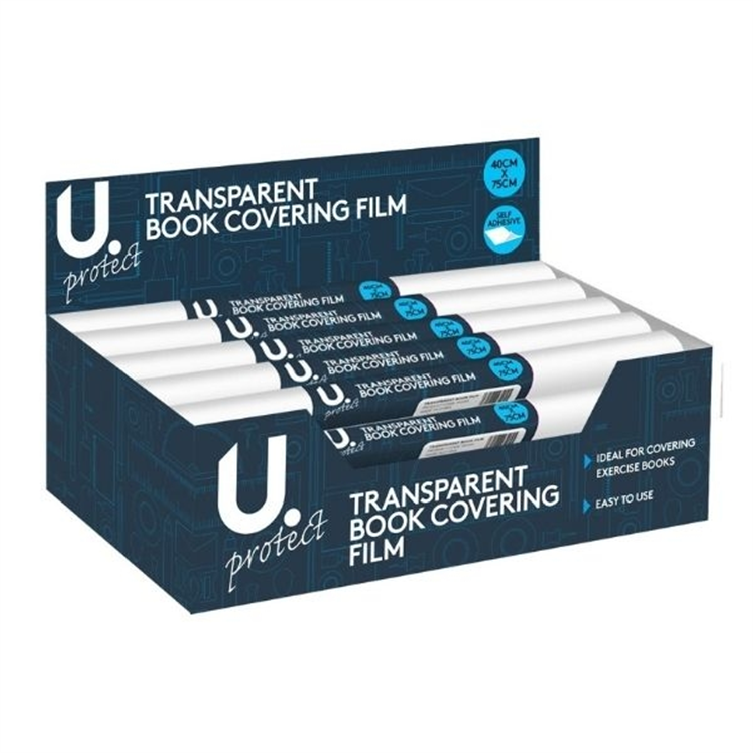 U Transparent Book Covering Film 40cm x 70cm Clear Adhesive Protector - Image 3