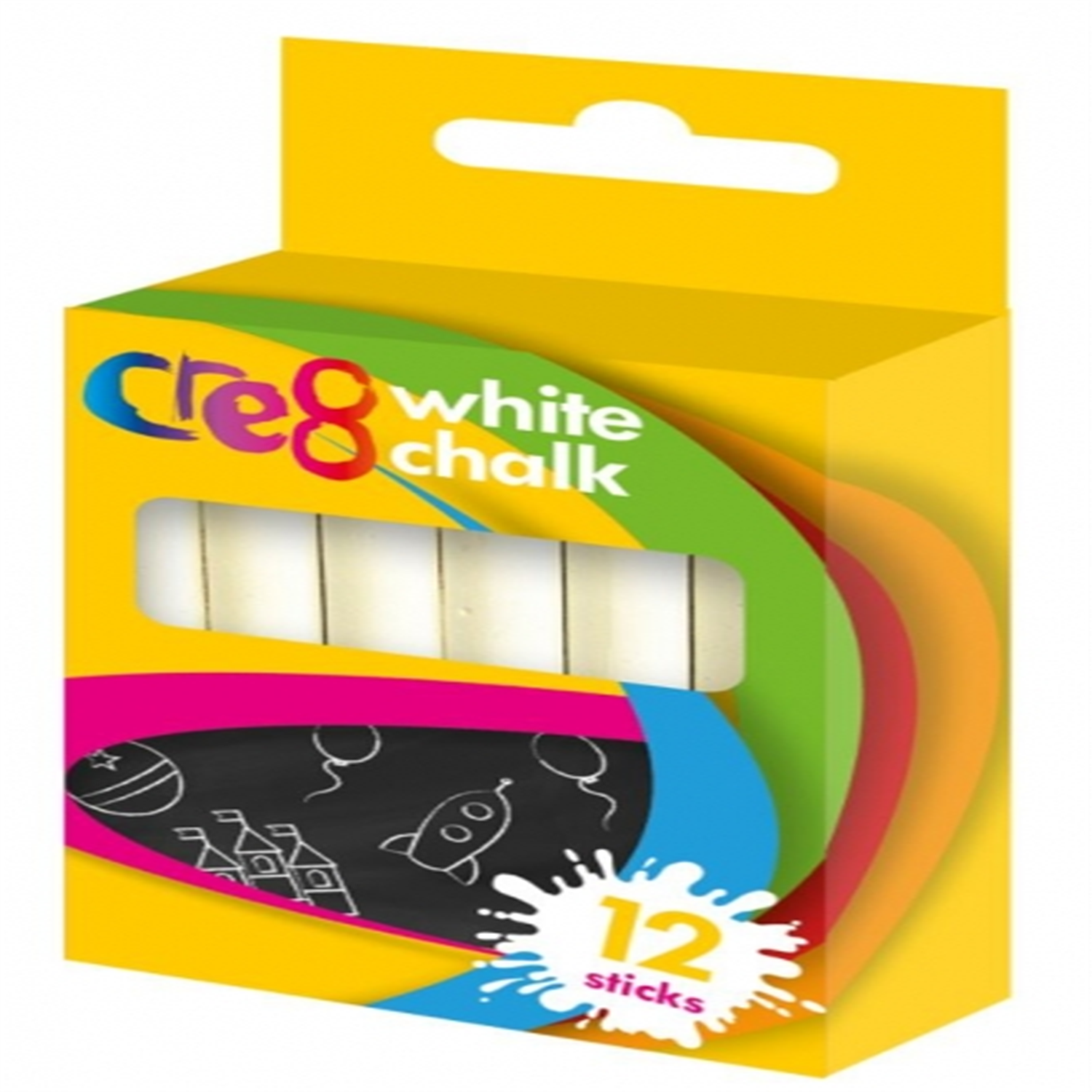 Pack of 12 White Chalk Sticks School Art Blackboard Pavement - Image 4