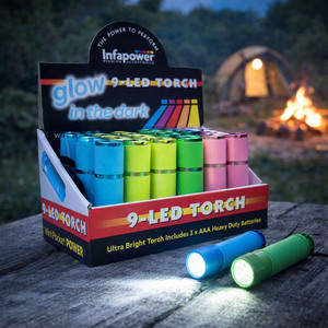 9 LED Glow in the Dark Torch Bright & Durable
