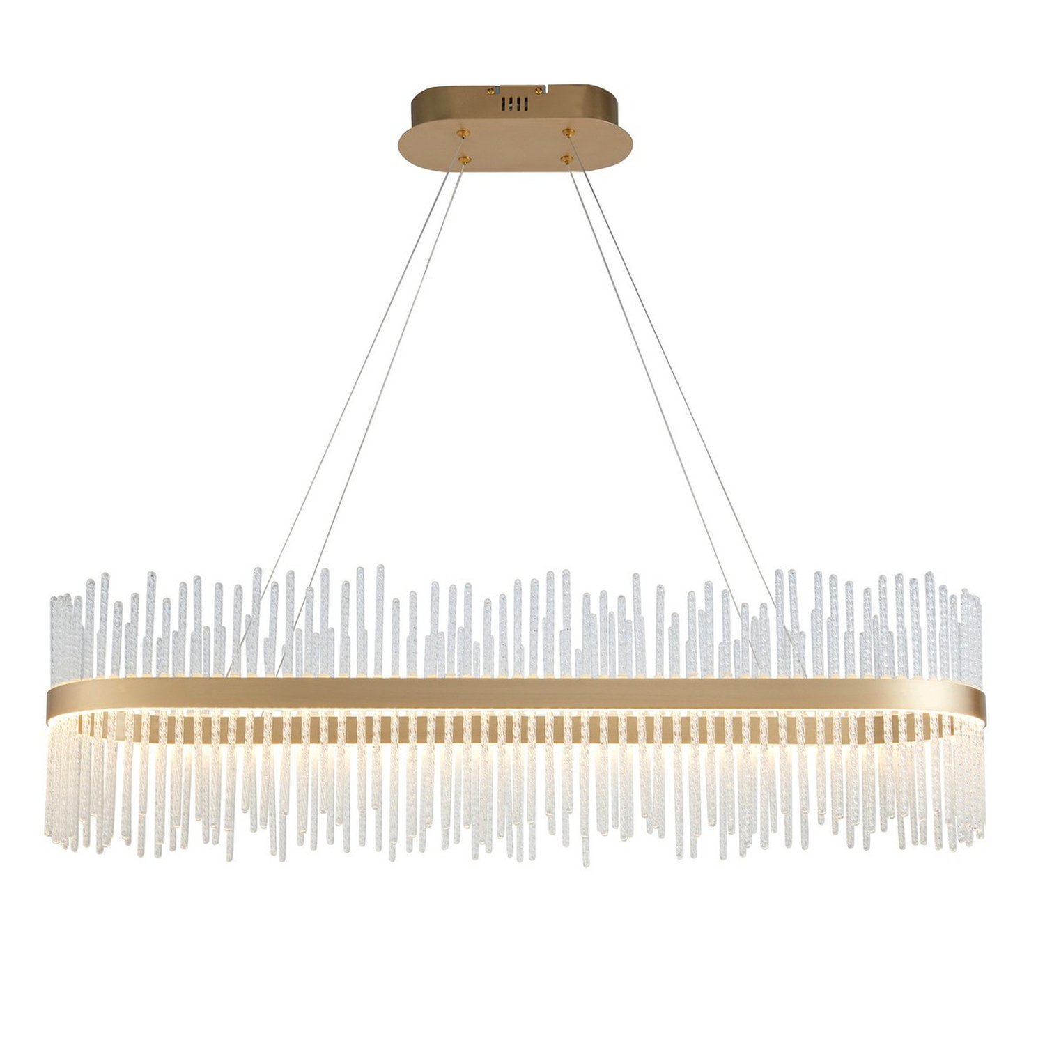Netlighting Unisex Gold Trapani Bar Pendant Ceiling Light Brushed Plated Clear Glass - Image 3