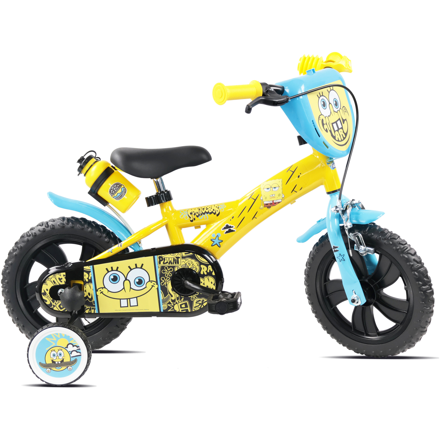 Paramount Spongebob Squarepants 12 Inch Kids Bicycle With Training Wheels - Size: 12" - Wilko Multi Denver - Image 3