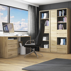 Levenwick Tall Wide One Door Four Drawer Bookcase