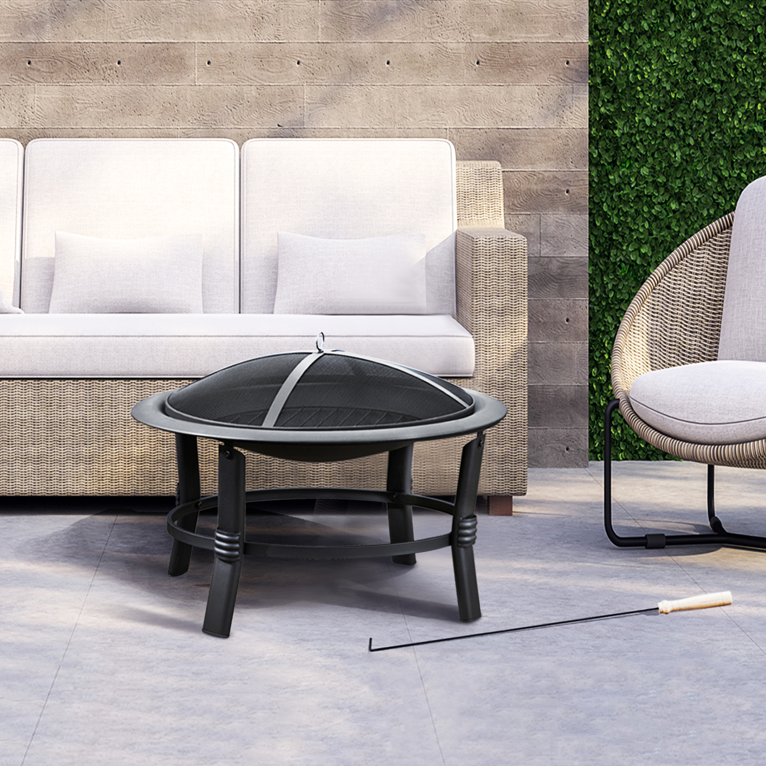 Image of Teamson Home Round Steel Wood Burning&hellip;