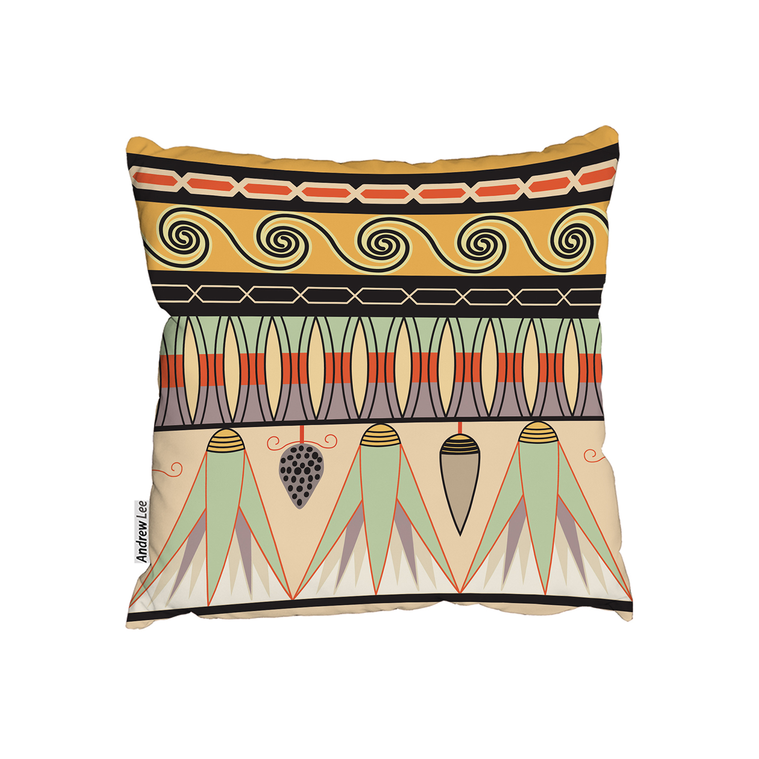 Egyptian Pattern Cushion - Orange / 60cm