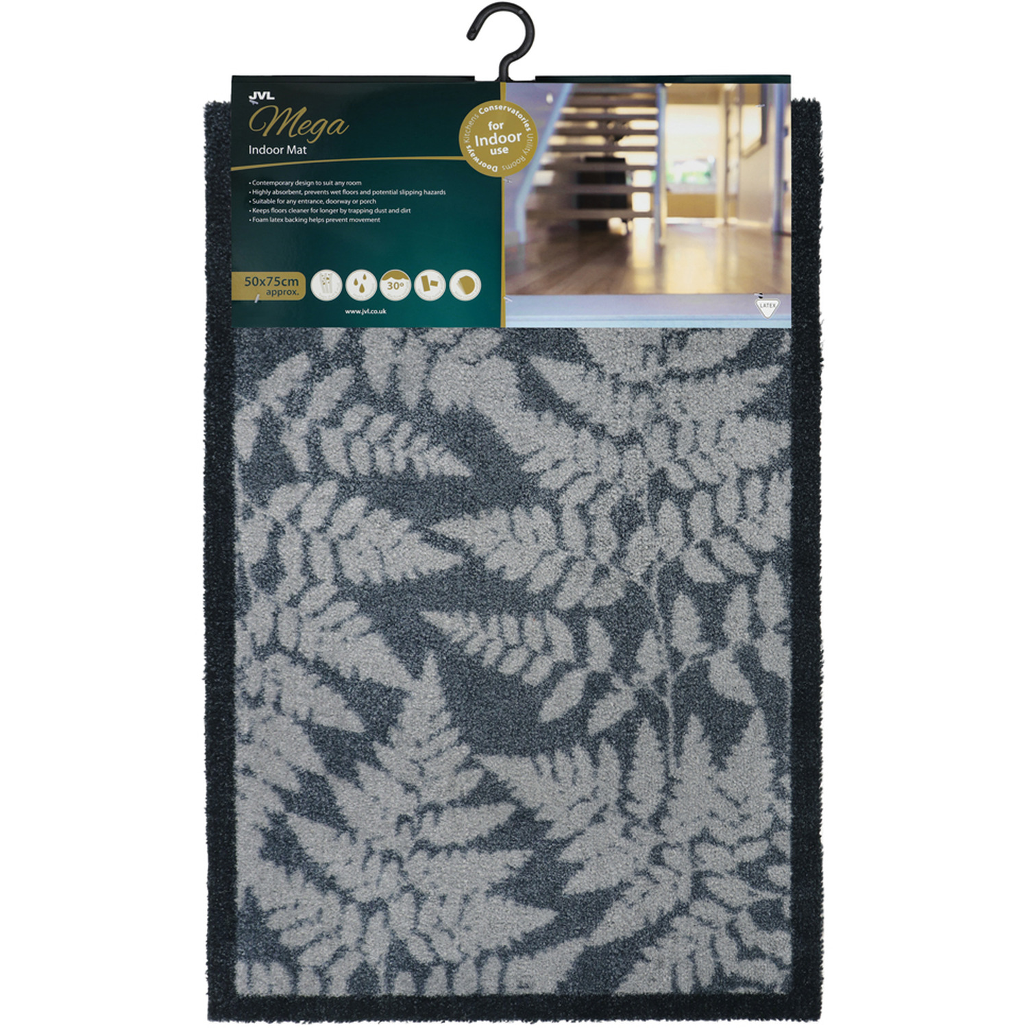JVL Mega Zerbino 50x75 Cm, Assorbente E Antiscivolo, Design Pixels Moderno, Lavabile In Lavatrice