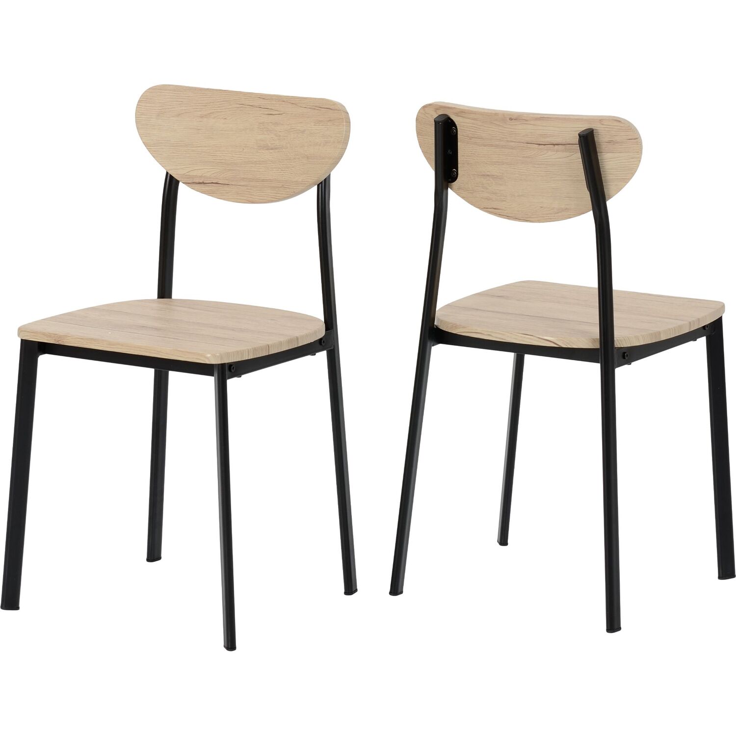 Riley Large Dining Table Set - Black Legs And Light Oak Tops