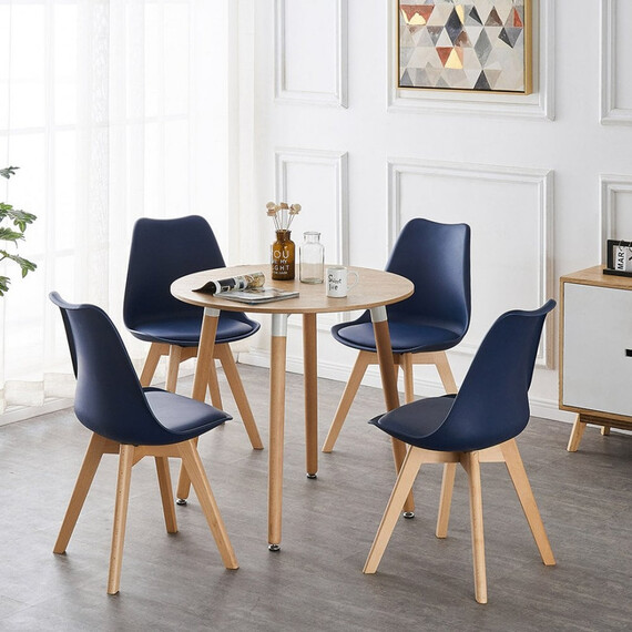 Round Lorenzo Dining Set Includes a Table and Chairs Set of 4