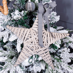 Christmas Light Grey Wicker Star Woven Willow