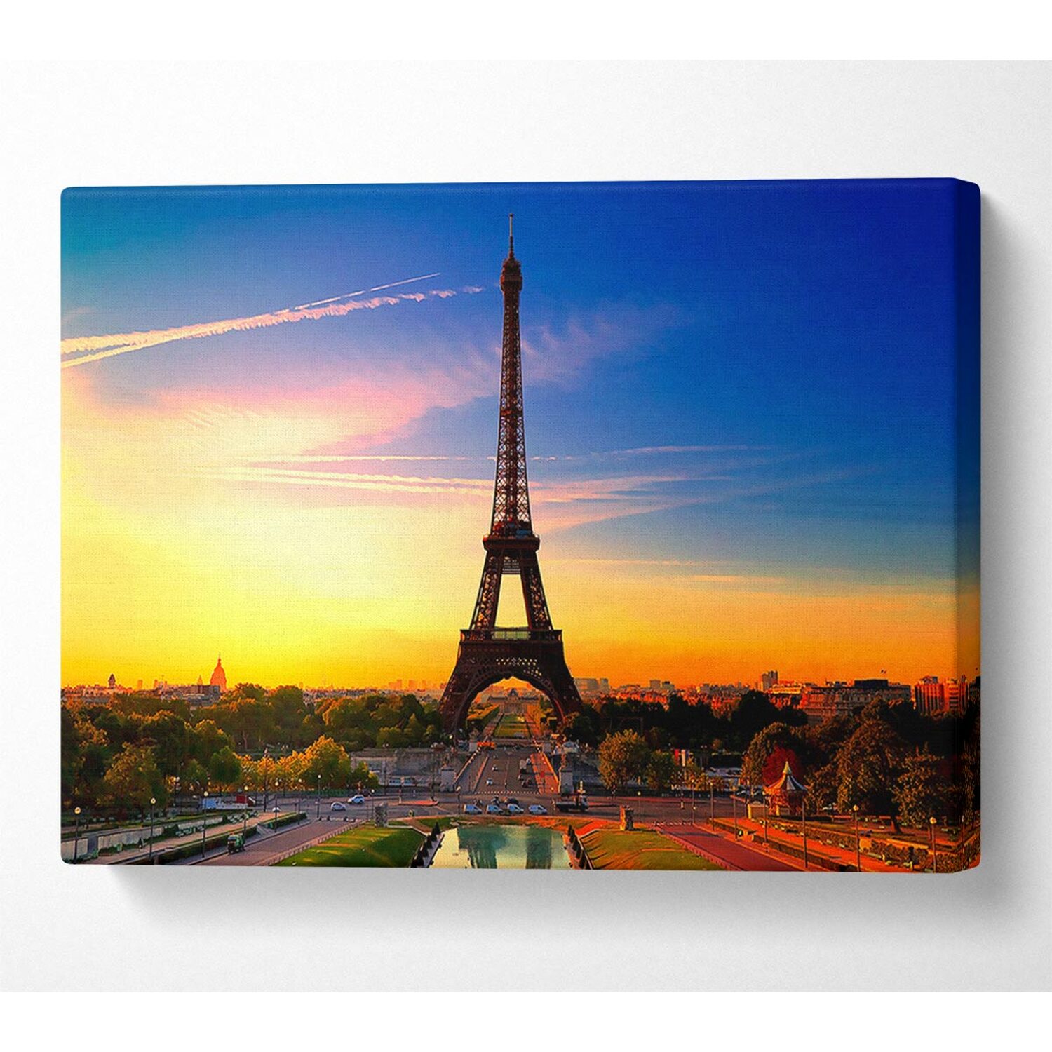 Wallart-Direct - Eiffel Tower At Sunrise Canvas Print Wall Art - Yellow / 101.6cm thumbnail