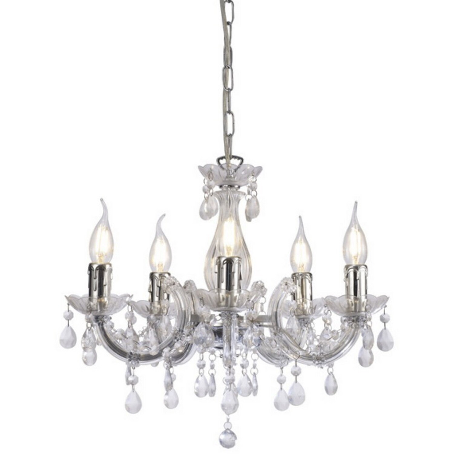 Floria Chandelier, Acrylic Sconce  Acrylic Droplets E14 Polished Chrome - Polished Chrome
