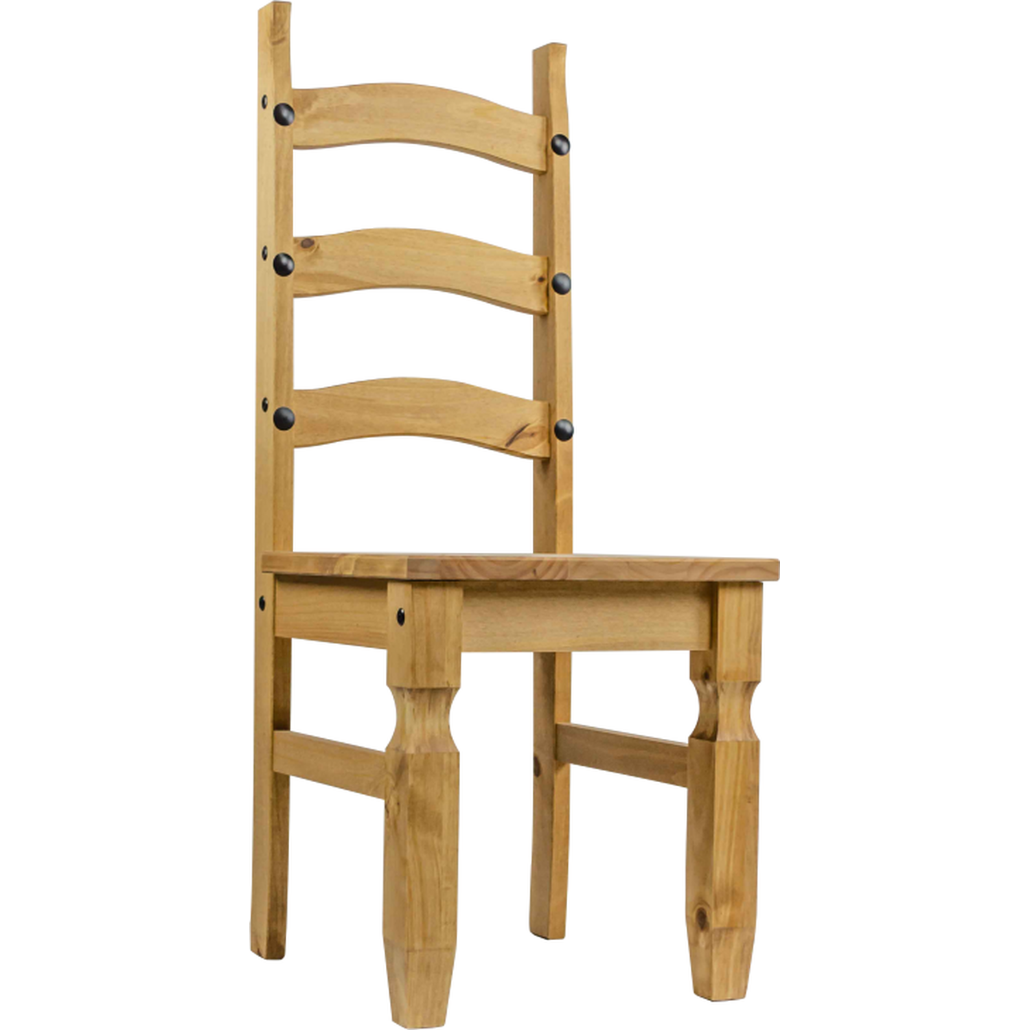 Corona Dining Chairs Pair X2 Solid Wood Mexican Pine Wooden - Antique Wax