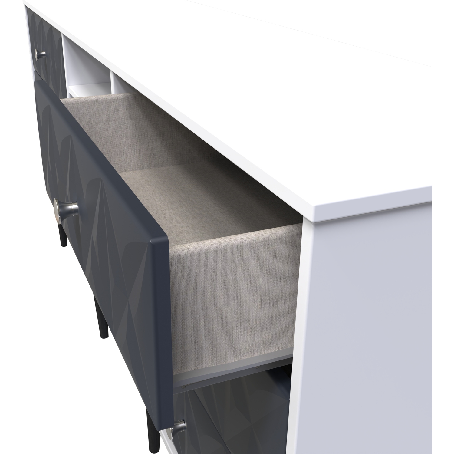Pixel 6 Drawer Tv Unit - Indigo Matt White