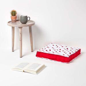 Homescapes Cotton Hearts Floor Cushion