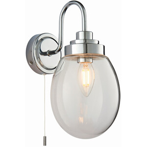 Hampton LED 1 Light Bathroom Wall Glass Chrome Plate IP44 LED E14