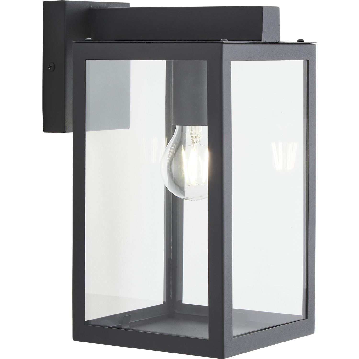 CGC ARCHIE Anthracite Dark Grey Outdoor Up Wall Light Lantern Clear Glass