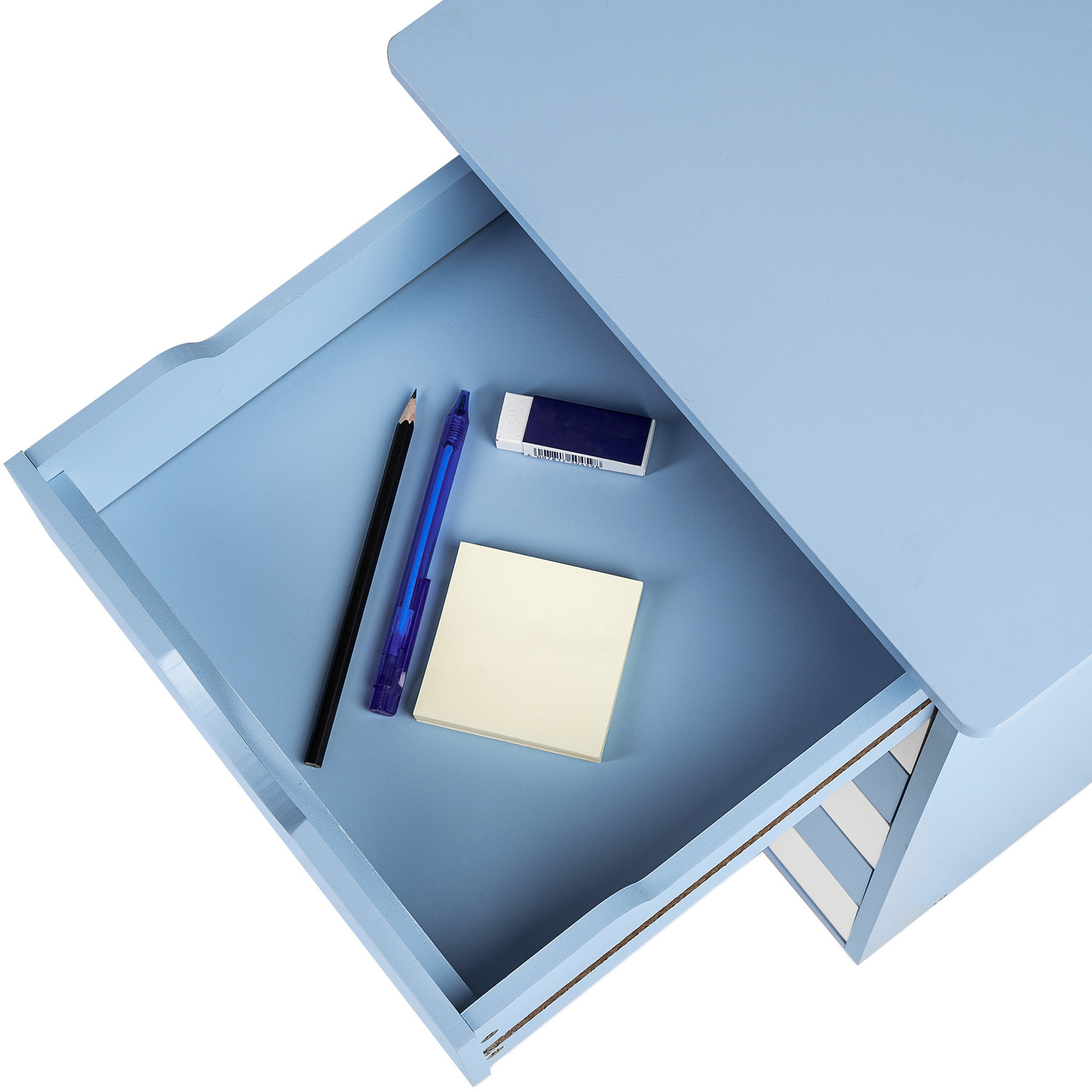 Height-adjustable Desk With Filing Cabinet - Blue