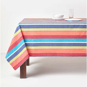 Multicoloured Striped Cotton Tablecloth