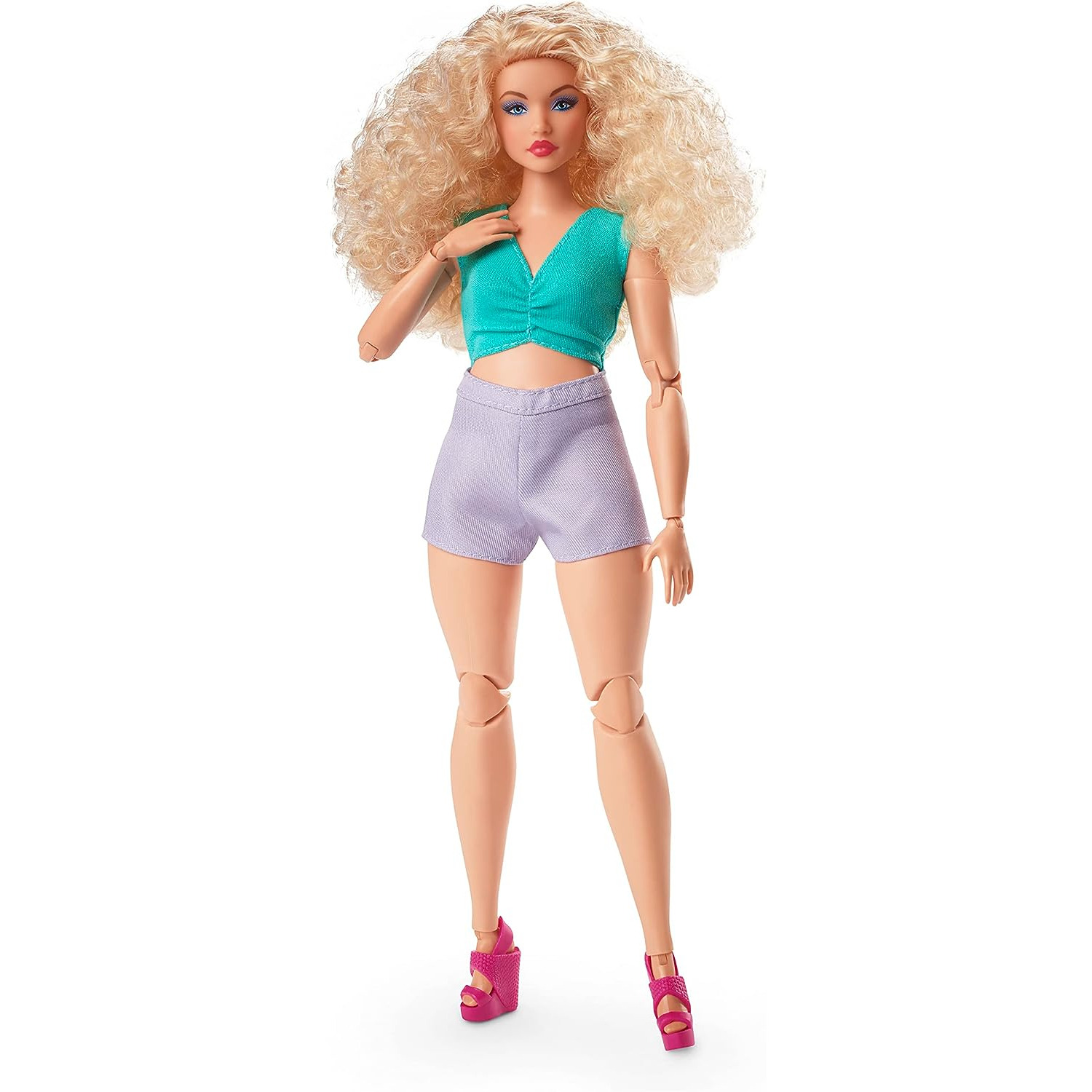 Image of Barbie Looks Doll with Blonde Curly Hair and Colour Block Outfit - Green