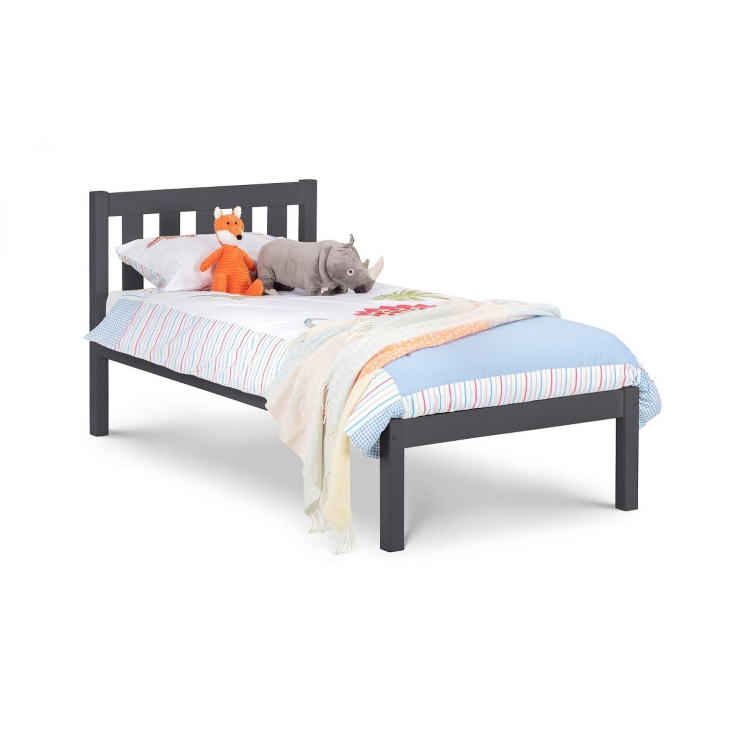 Solid Pine Low Foot End Bed - Anthracite Double