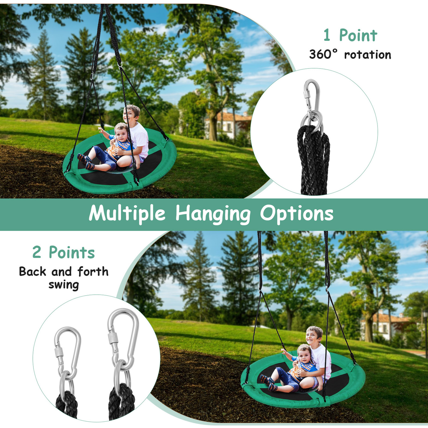 40 Inches Saucer Tree Swing - Green