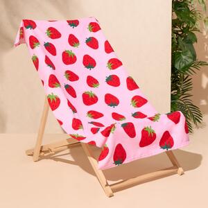 Strawberry Print Beach Towel