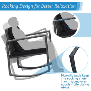 PE Rattan Rocking Chair Set with Cushion