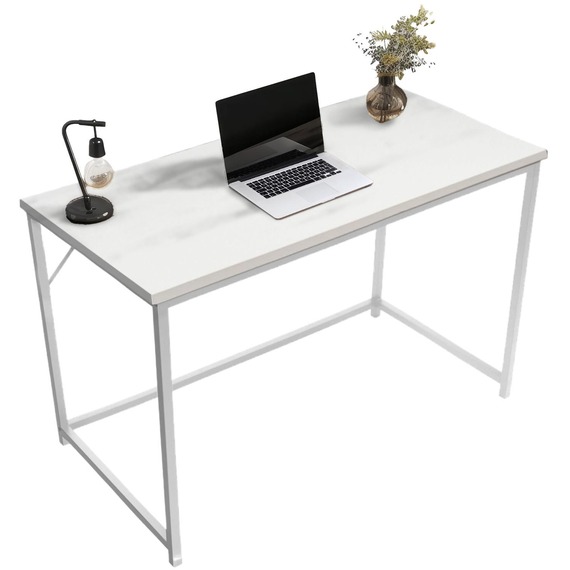 Computer Desk with White Metal Frame Versatile Gaming Desk