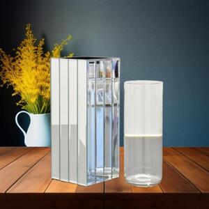 Strip Mirrored Vase Small Bouquets Fresh Roses Flowers Square Glass