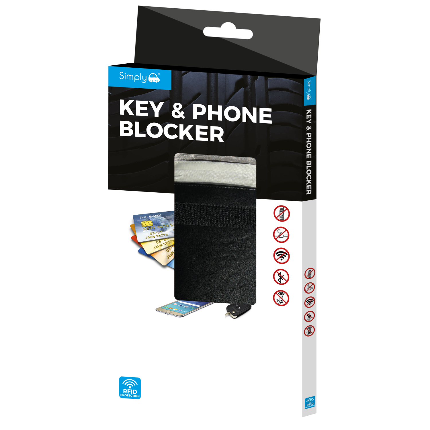 Simply Auto RFID Key and Phone Blocker - Black