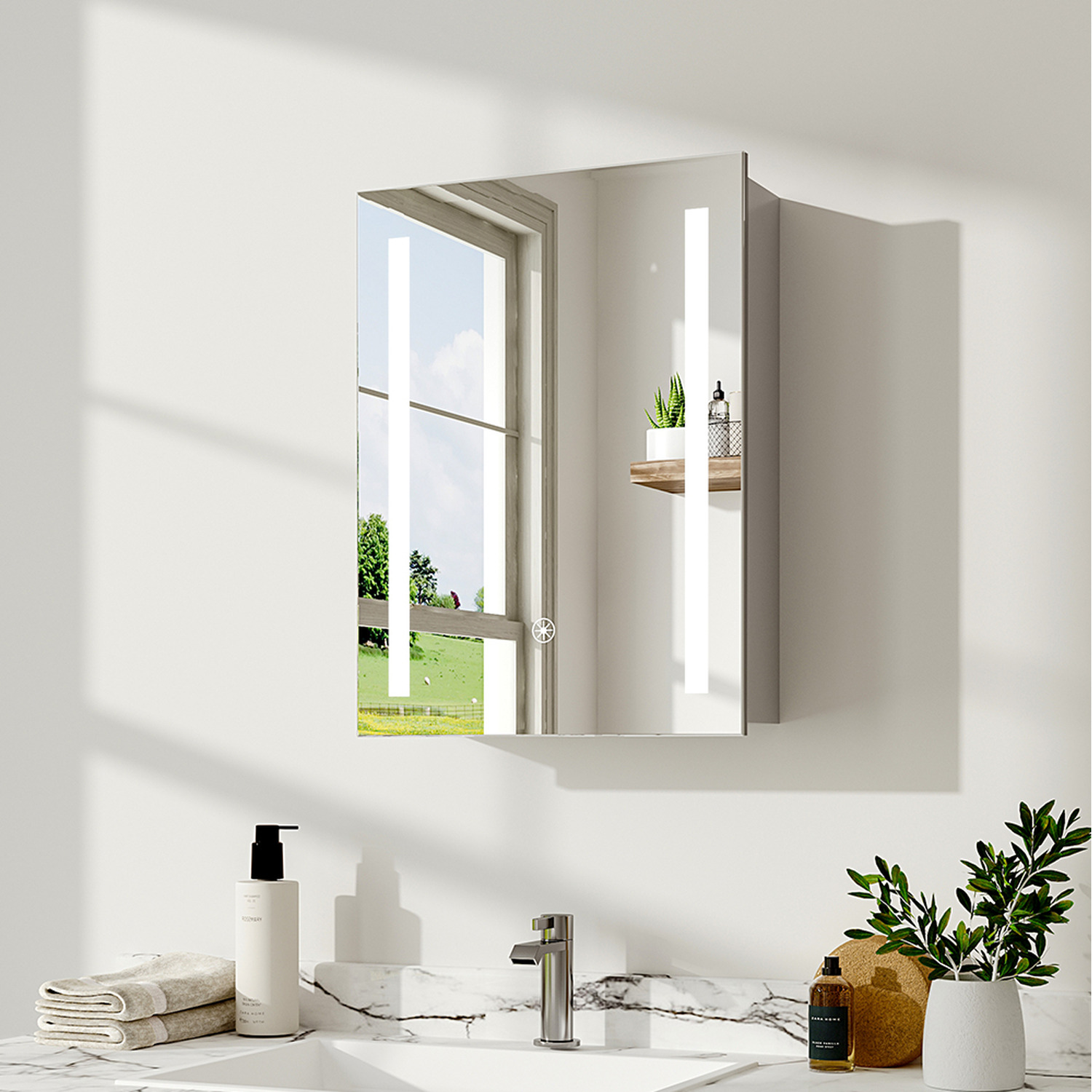 Wall Mirror Cabinet With Shelves - White