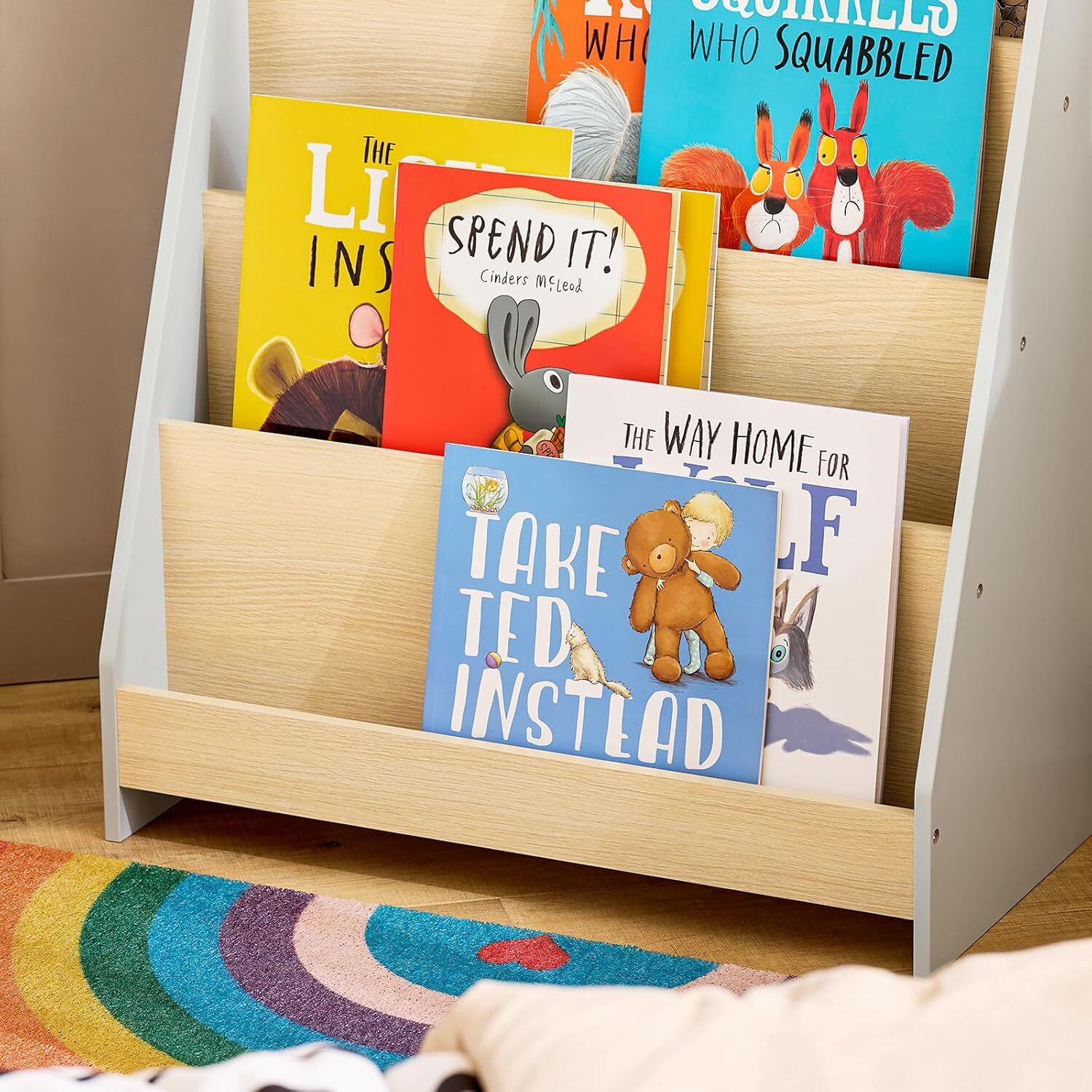 Children Bookcase Storage Shelf - Grey
