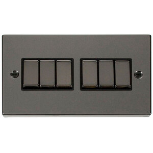Black Nickel 10A 6 Gang 2 Way Ingot Light Switch