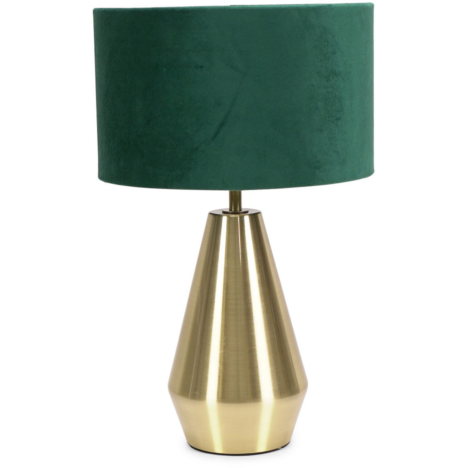 Jax Antique Brass Metal Dimmable Touch Table Lamp with Velvet Drum Shade - Gold