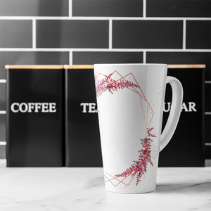 Pink Flower And Geometric Shapes Latte Mug