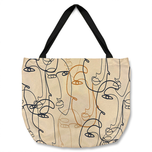 Continuous line drawing of faces Designer Tote bag