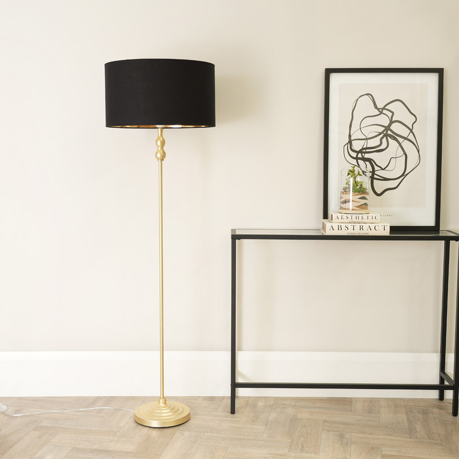 Image of Maggie Gold Floor Lamp with Metallic&hellip;