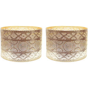 Casablanca Pair of Gold Easy Fit Metal Drum Lamp Shades