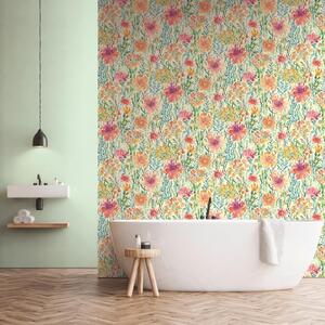 Colourful Floral Watercolour Wallpaper