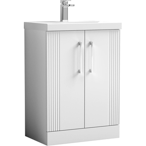 2 Door Floor Standing Vanity Mid Edge Basin White 600mm