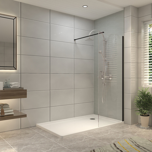 Black Walkin Shower Enclosure Easy Clean Clear Glass Shower Screen
