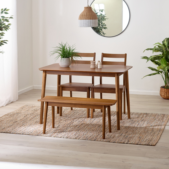 Lynton Solid Wood Dining Table with Chairs and Bench