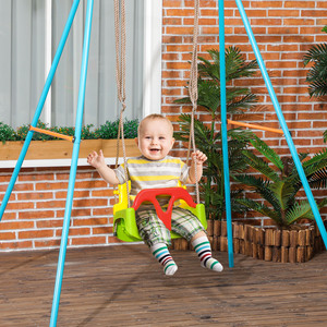 Outsunny 3 in 1 Kids Swing Seat with Safety Belt Adjustable Rope