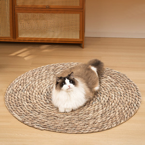 Cattail Grass Round Cat Scratcher Pad