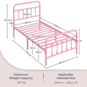 Pink / Single Yaheetech Vintage Metal Bed Frame shot 7718440