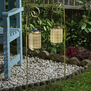 Set of 2 Silhouette Lantern Solar Stake Lights